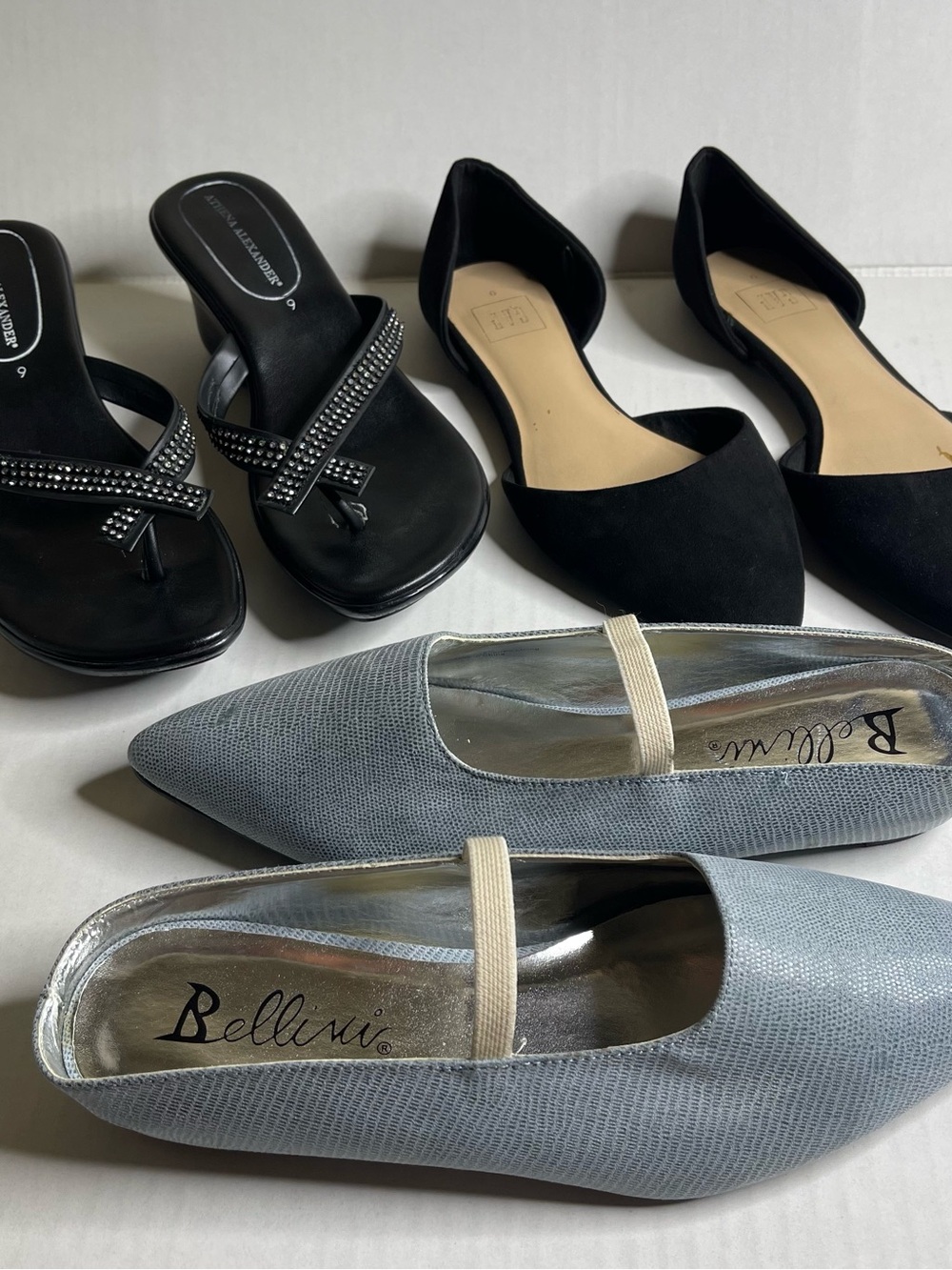 Bellini, Athena Alexander, Gap Size 9 Ballerina Flat Rhinestone Sandals Lot Of 3 - Picture 1 of 16